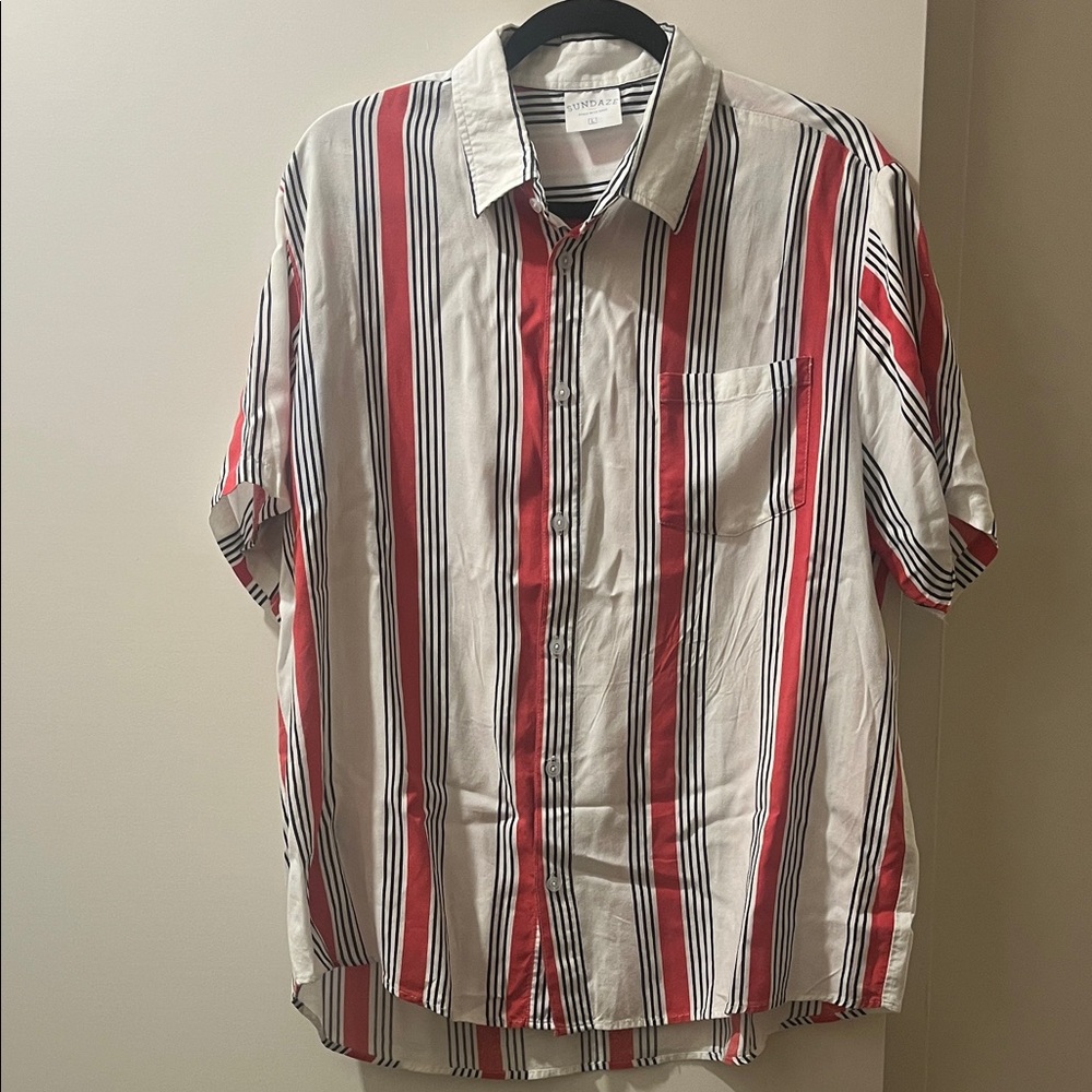 Classic Red and White Striped Men's Shirt